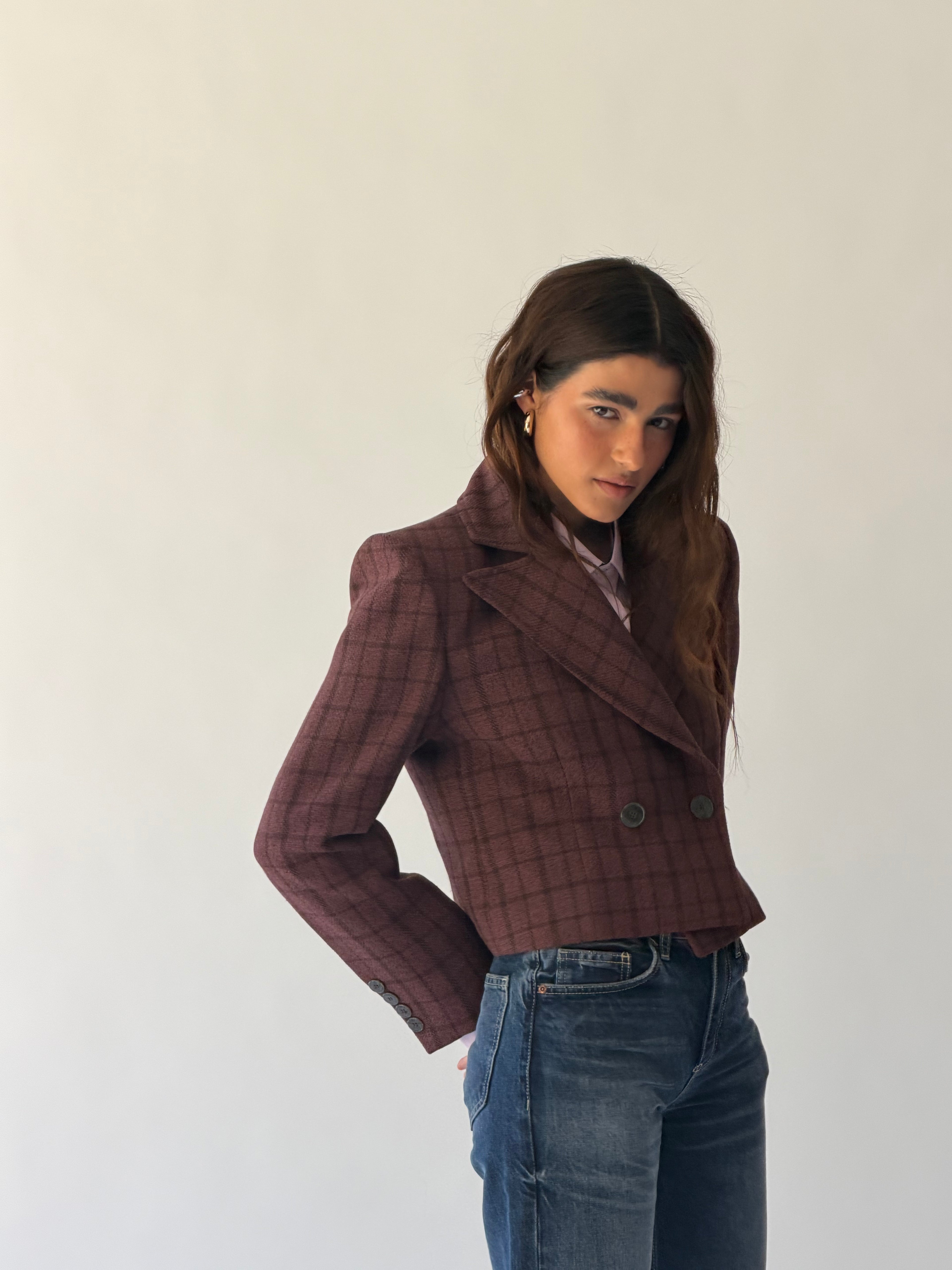 CHAQUETA CORTA CIRUELA